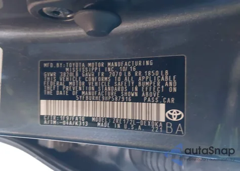 2017 Toyota Corolla L from USA, damaged, VIN 5YFBURHE9HP587916